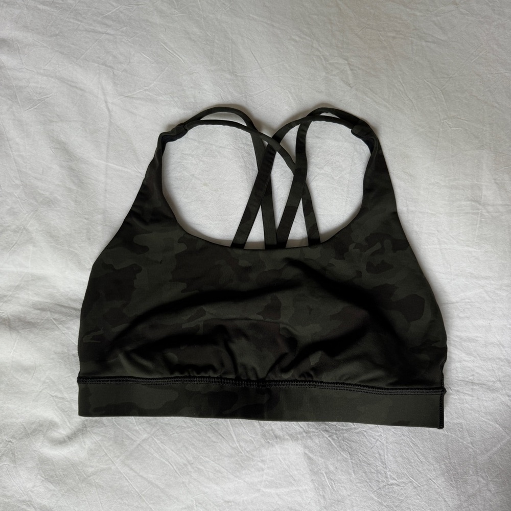 Lululemon Energy Bra Green Camo size 6